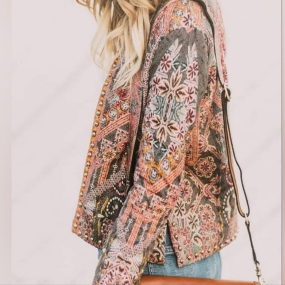 Hemant & Nandita Anthro Embroidered Quilted Studded Jacket - Picture 13 of 13